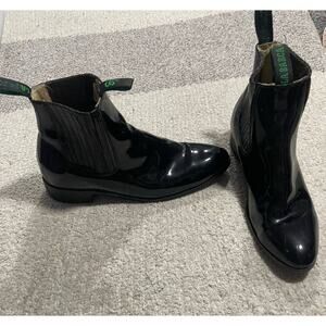 La Barca Charol Botine Chelsea Boots Men's Size 10 Slip On Patent Leather Black